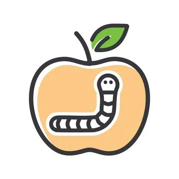 Apple with worm inside. A simple illustration of an apple with a worm insid.. Stock Illustration