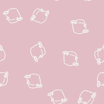 Apple worm line vector seamless pattern Stock Illustration