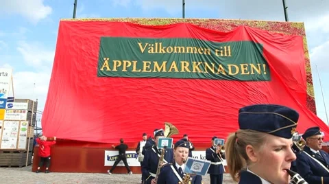 Applemarket in Kivik Stock Footage