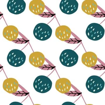 Apples and leaves seamless pattern on white background in Scandinavian style. Stock Illustration