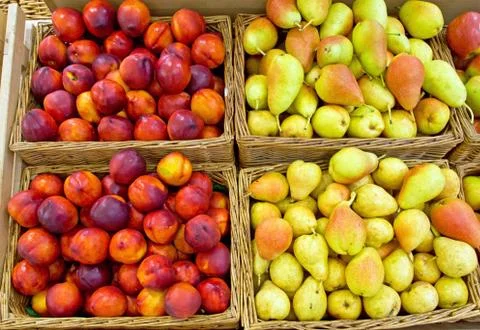 Apples and pears Stock Photos