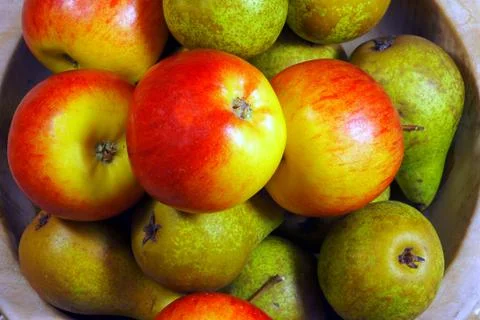 Apples and pears Stock Photos