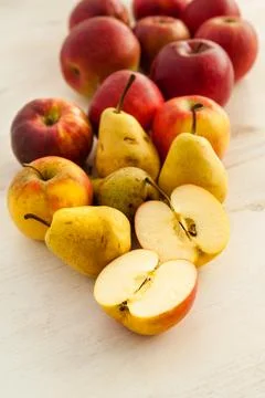 Apples and pears Stock Photos