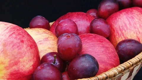 Apples and plums closeup Video stock 116430279