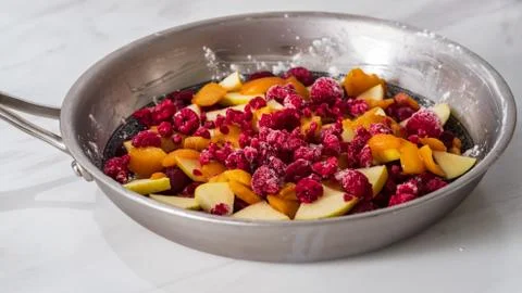 Apples and raspberries for pie Stock Photos