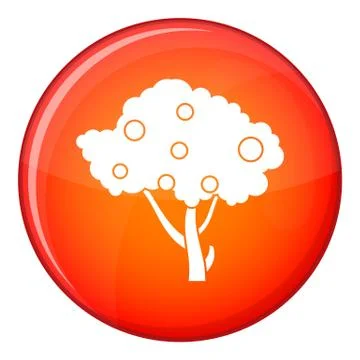 Apples on apple tree branches icon, flat style Stock Illustration