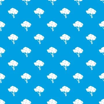 Apples on apple tree branches pattern seamless blue Stock Illustration