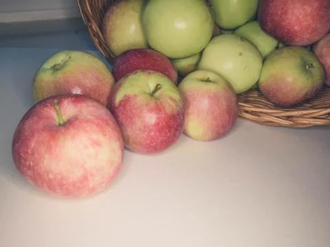 Apples in basket Stock Photos