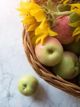 Apples in basket Stock Photos