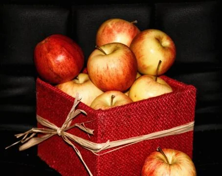 Apples in box Stock Photos
