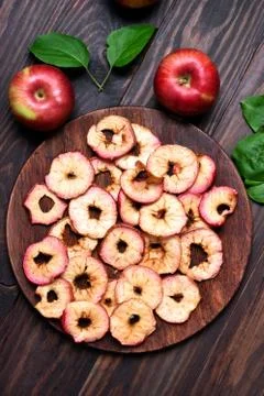 Apples chips, top view Stock Photos