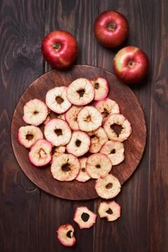 Apples chips, top view Foto stock