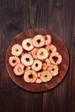 Apples chips, top view Stock Photos