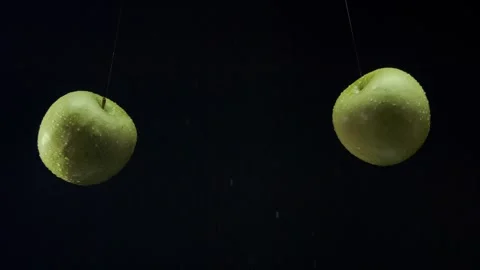 Apples collide with each other, shooting video from hands 스톡 동영상 327572459