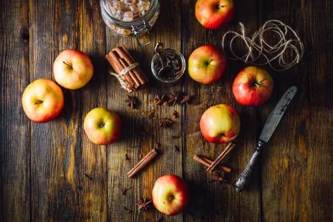 Apples with Different Spices. Stock Photos