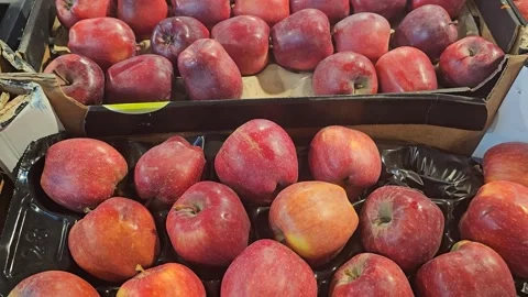 Apples On Display In A Supermarket Stock Footage 295146225