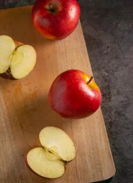 Apples in a dramatic low key concept with a dark background in variety angles Stock Photos