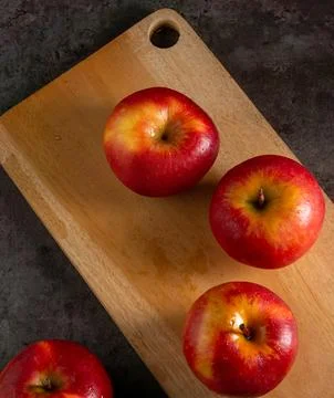 Apples in a dramatic low key concept with a dark background in variety angles Stock Photos