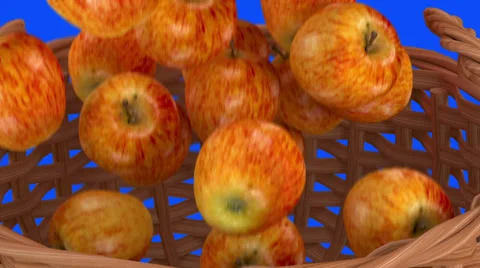 Apples droping to a basket from different angles. Stock Footage 30440126