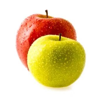 Apples in the drops of dew Stock Photos