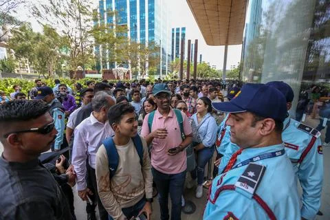Apple's first retail store opening in Mumbai, India - 18 Apr 2023 Stock Photos