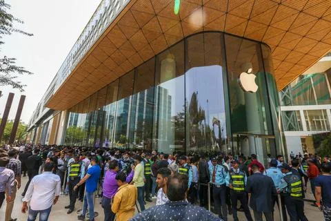 Apple's first retail store opening in Mumbai, India - 18 Apr 2023 Stock Photos