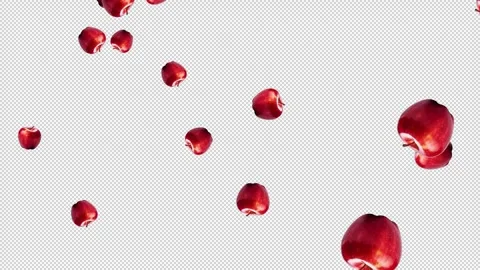 Apples Floating on Alpha Background Stock Footage 335242093