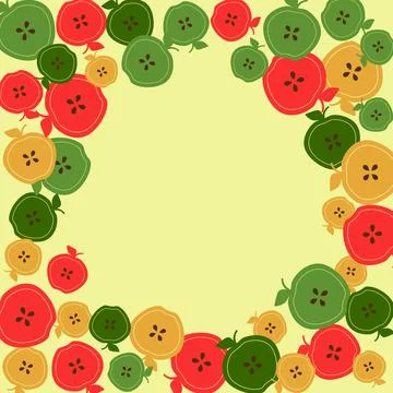 Apples Frame scattered apples, vector. Design for fabric, paper, background,  Stock Illustration