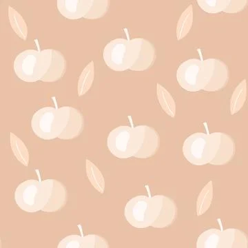 Apples fruity seamless pattern pastel colored. Pink background printable. Stock Illustration