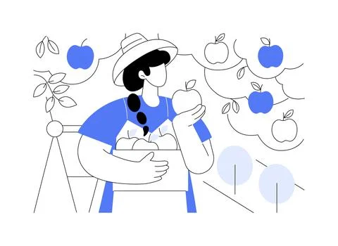 Apples growing isolated cartoon vector illustrations. Ilustración de archivo