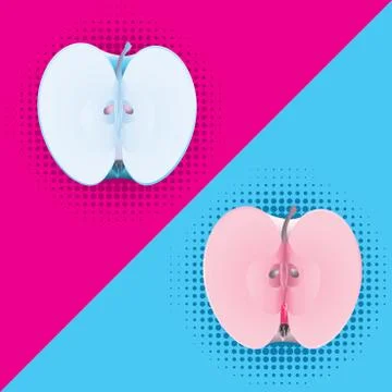 Apples halves pop art Stock Illustration