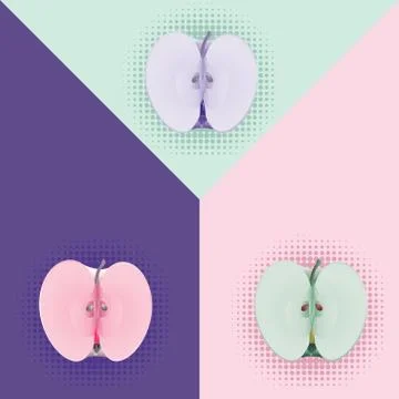 Apples halves pop art Stock Illustration