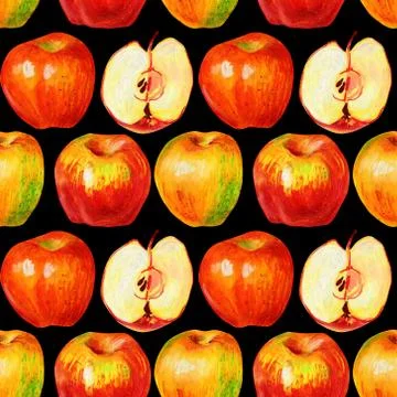 Apples isolated on a black background. Stock Illustration