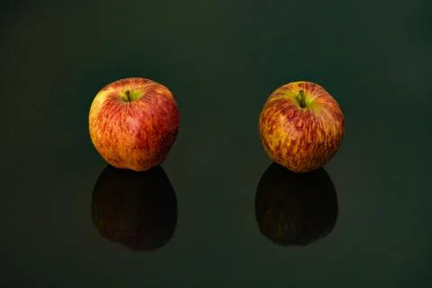 Apples on isolated black background Stock Photos