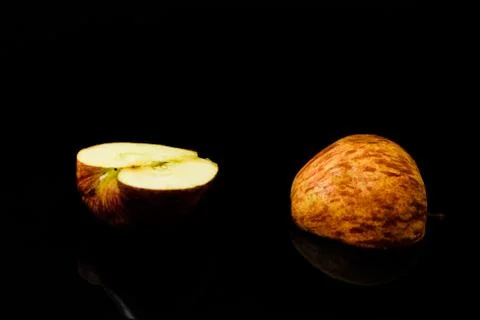 Apples on isolated black background Stock-Fotos