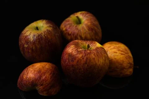 Apples on isolated black background Foto stock