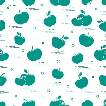 Apples juicy fruit. Seamless pattern. Stock Illustration