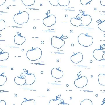 Apples juicy fruit. Seamless pattern. Stock Illustration