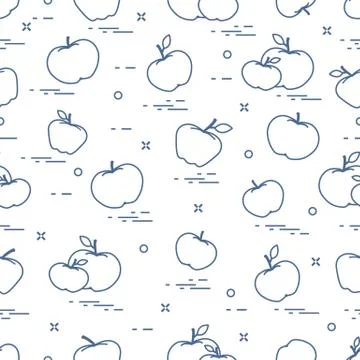 Apples juicy fruit. Seamless pattern. Stock Illustration