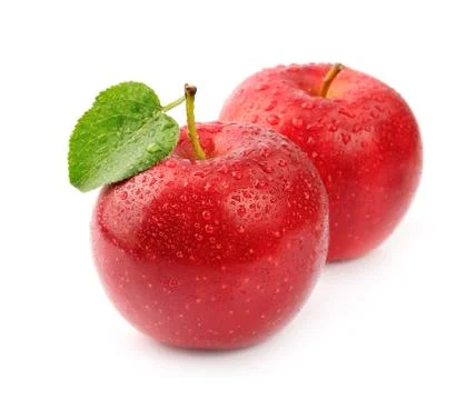 Apples with leaves Stock Photos