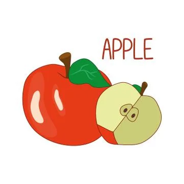 Apples with leaves on a white background. Stock Illustration