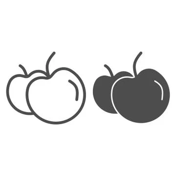 Apples line and solid icon. Two apples symbol illustration isolated on white Stock Illustration