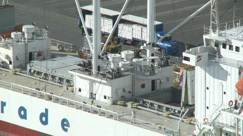 Apples loaded into ship Stock Footage 398812