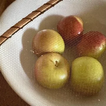 Apples in a mesh strainer Stock Photos
