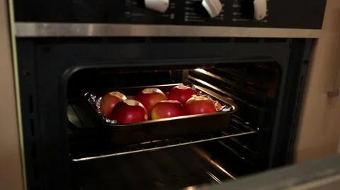 Apples in the Oven Stock Footage 61137588