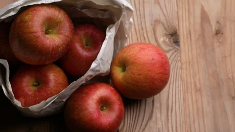 Apples in a paper bag Stock Footage 156775597