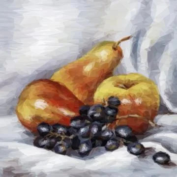 Apples, Pears and Grapes. Vector Stock Illustration