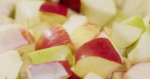 Apples pouring with Yogurt Stock Footage 124738172