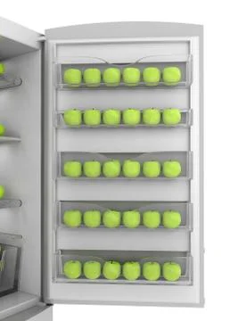 Apples in refrigerator Stock Photos