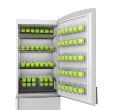 Apples in refrigerator Stock Photos
